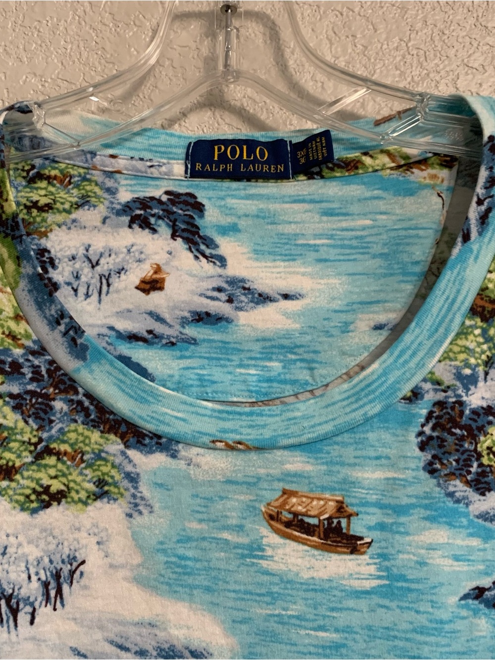 Polo Ralph Lauren Tshirt Mens 3XB Tropical Hawaiian Island Print Pocket Preppy - Picture 3 of 13